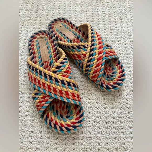 Salt+Umber Braided Rope Slide Sandals - Multi - Sz 9 - Picture 1 of 3